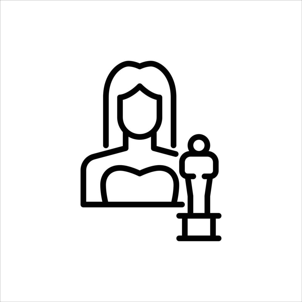 best actress outline icon. award winner black line illustration. vector