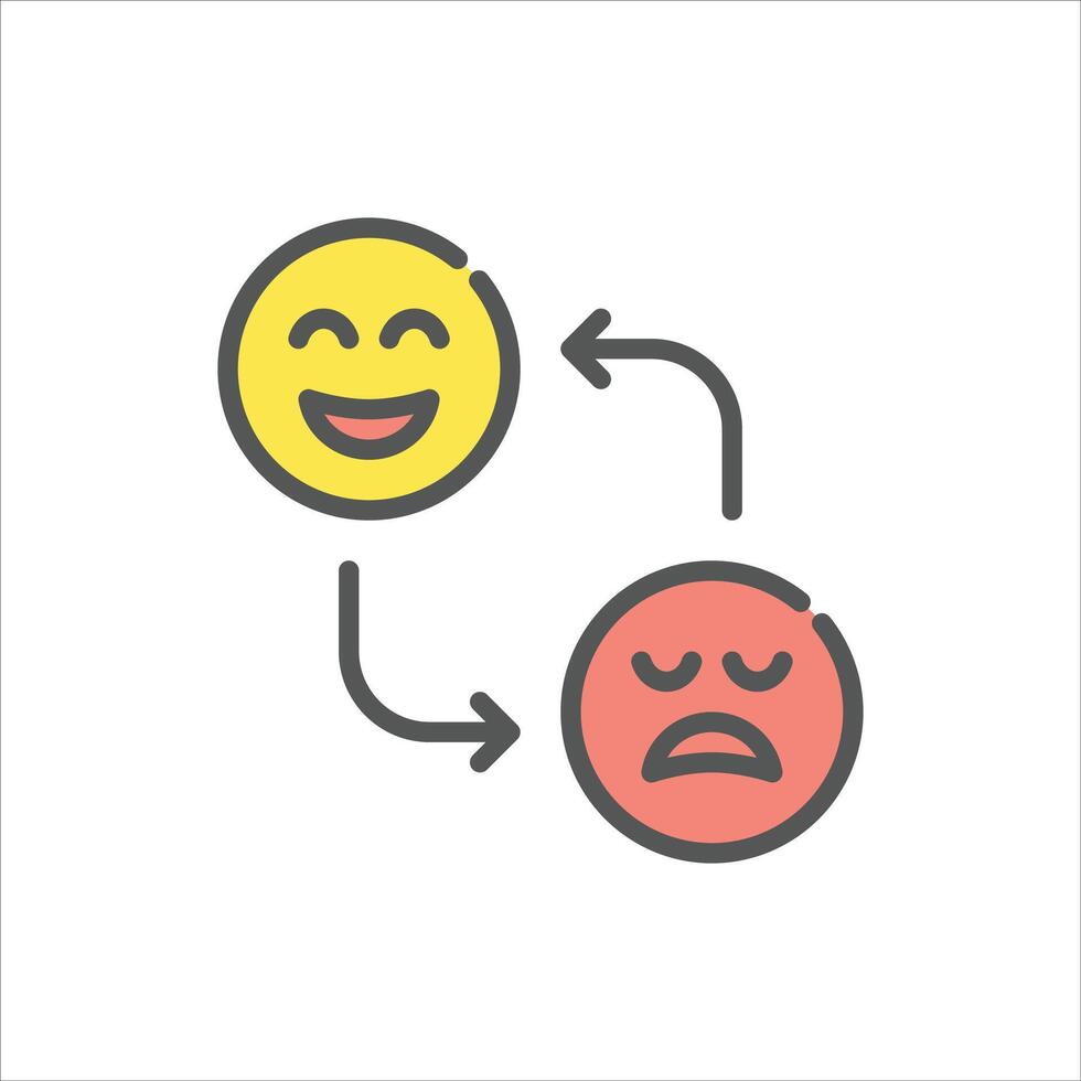 mood swing filled outline icon. emotion color line illustration. vector