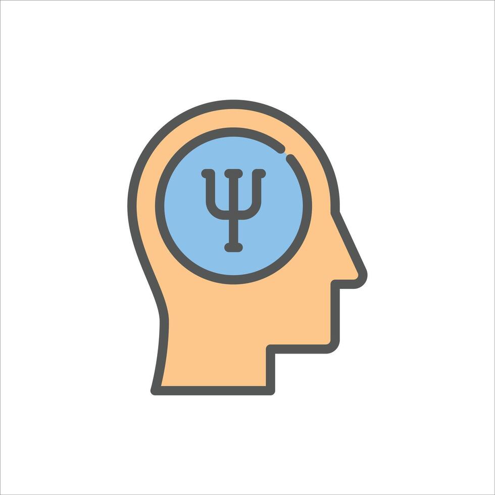 psychology filled outline icon. mental health color line illustration. vector