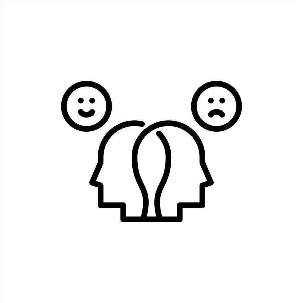 Bipolar outline icon. bipolar disorder black line illustration. vector