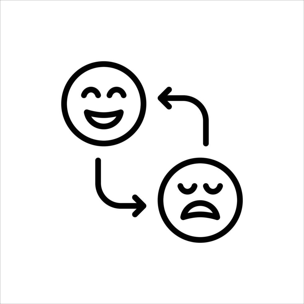 mood swing outline icon. emotion black line illustration. vector