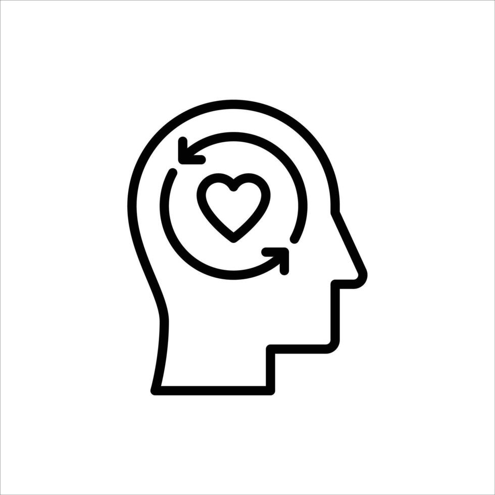 Mental Wellness outline icon. mental health black line illustration. vector