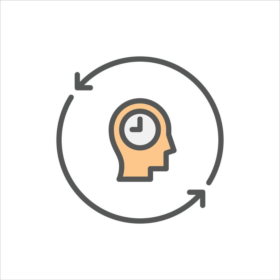 thinking filled outline icon. schedule color line illustration. vector