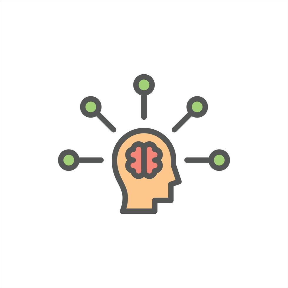 think filled outline icon. thinking color line illustration. vector