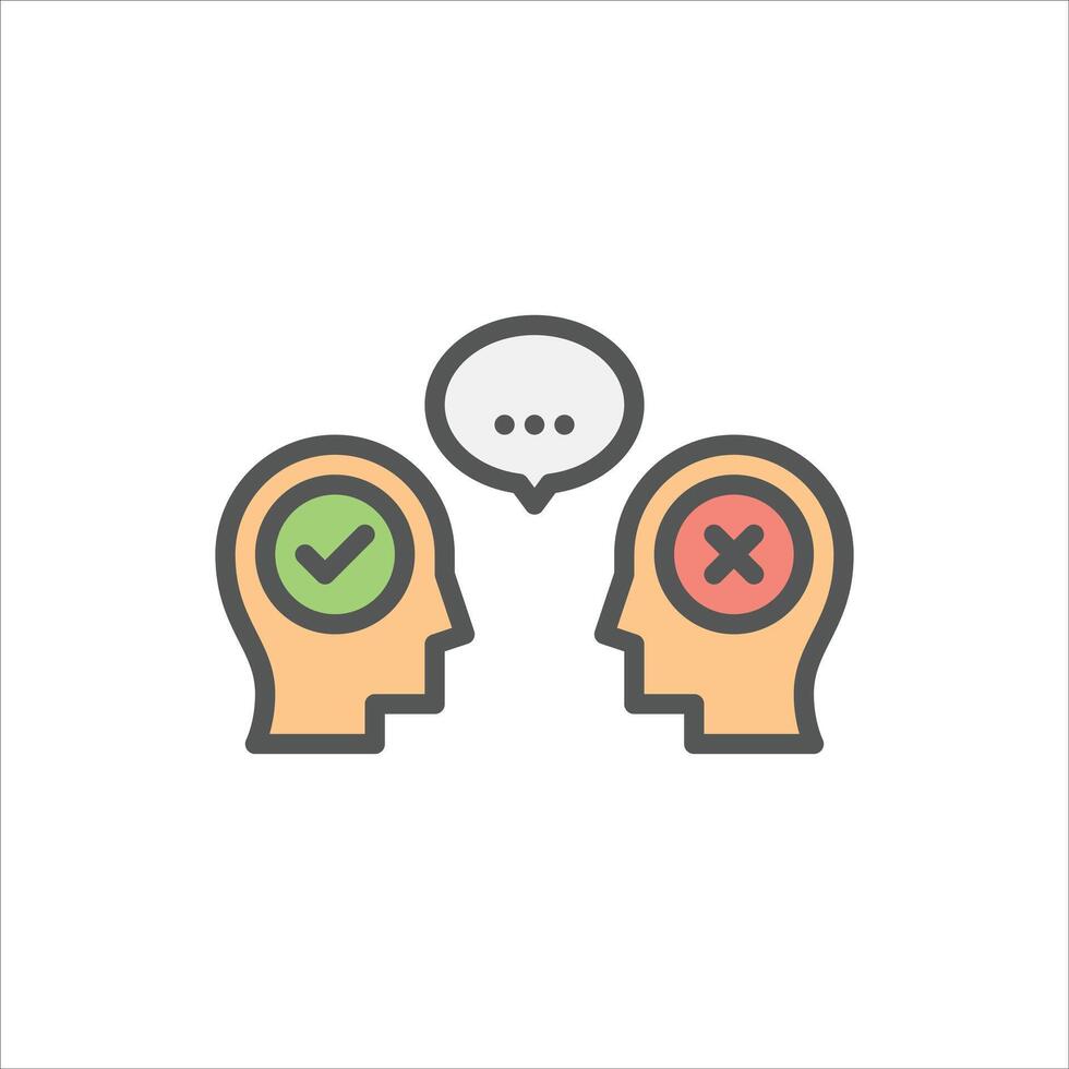 debate filled outline icon. argue color line illustration. vector