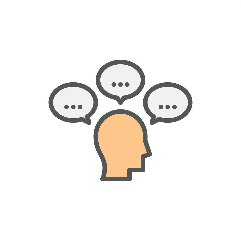 think filled outline icon. overthinking color line illustration. vector