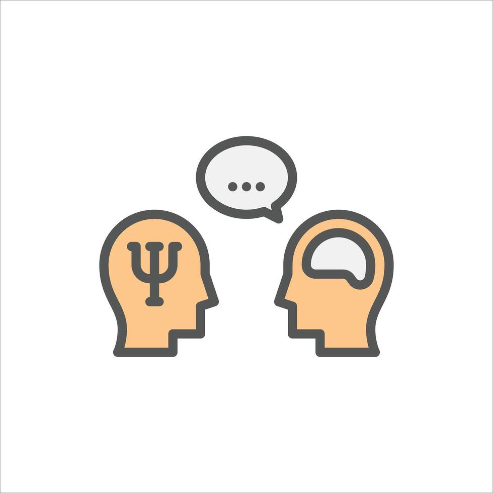 psychology filled outline icon. talk color line illustration. vector