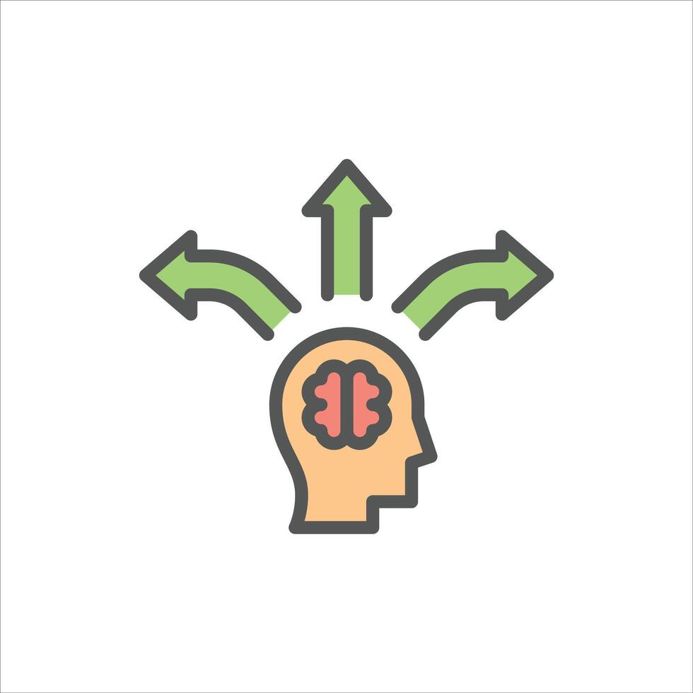 open minded filled outline icon. open mind color line illustration. vector