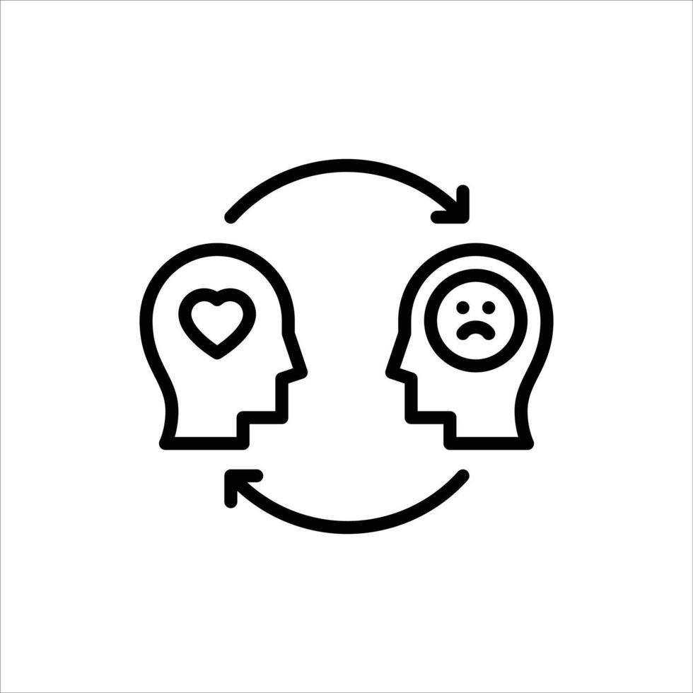 empathy outline icon. support friend black line illustration. vector