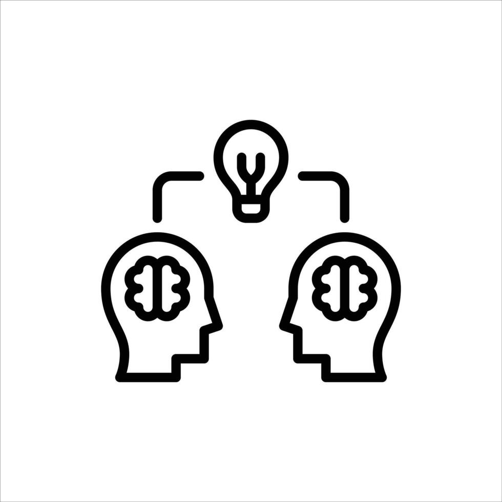 collaboration outline icon. idea black line illustration. vector