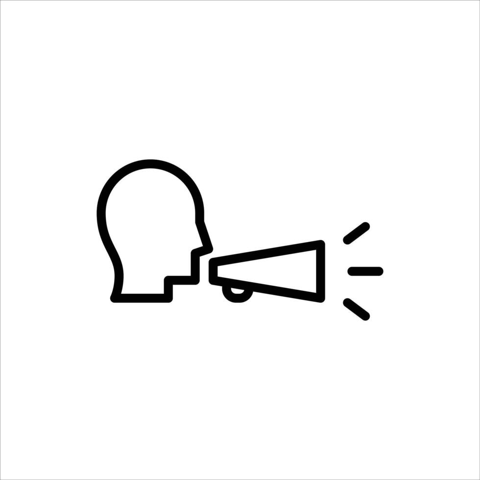 speaker outline icon. announcement black line illustration. vector