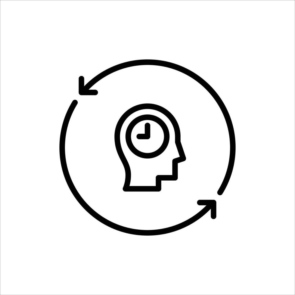 thinking outline icon. schedule black line illustration. vector