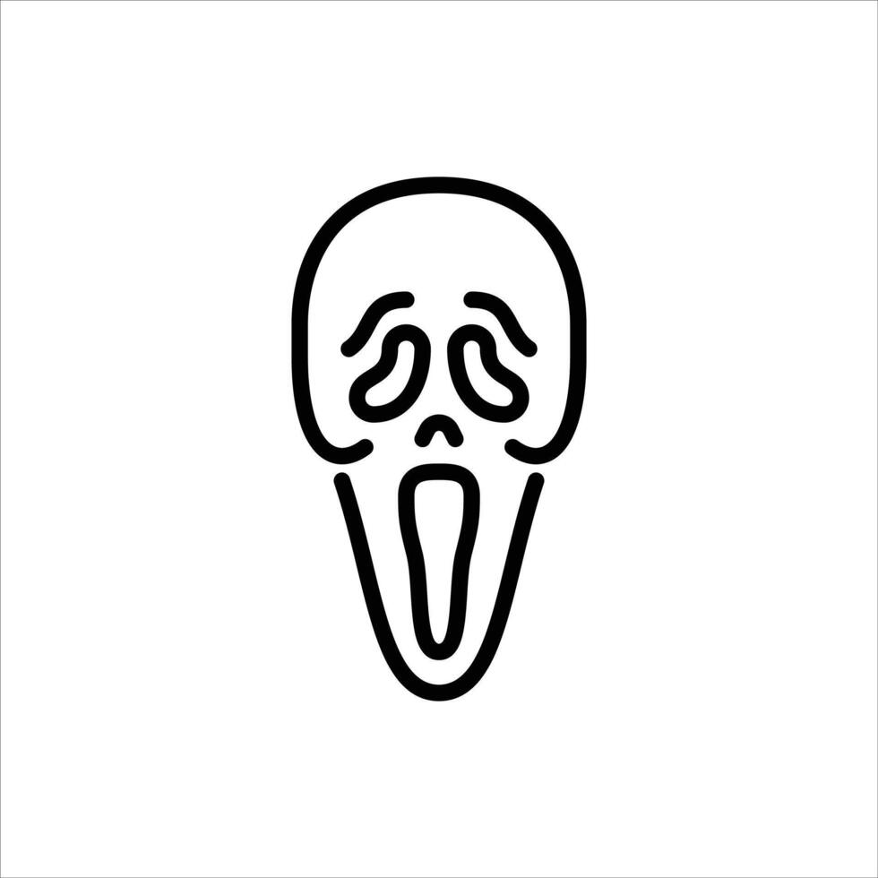 ghost mask outline icon. scary mask black line illustration. vector
