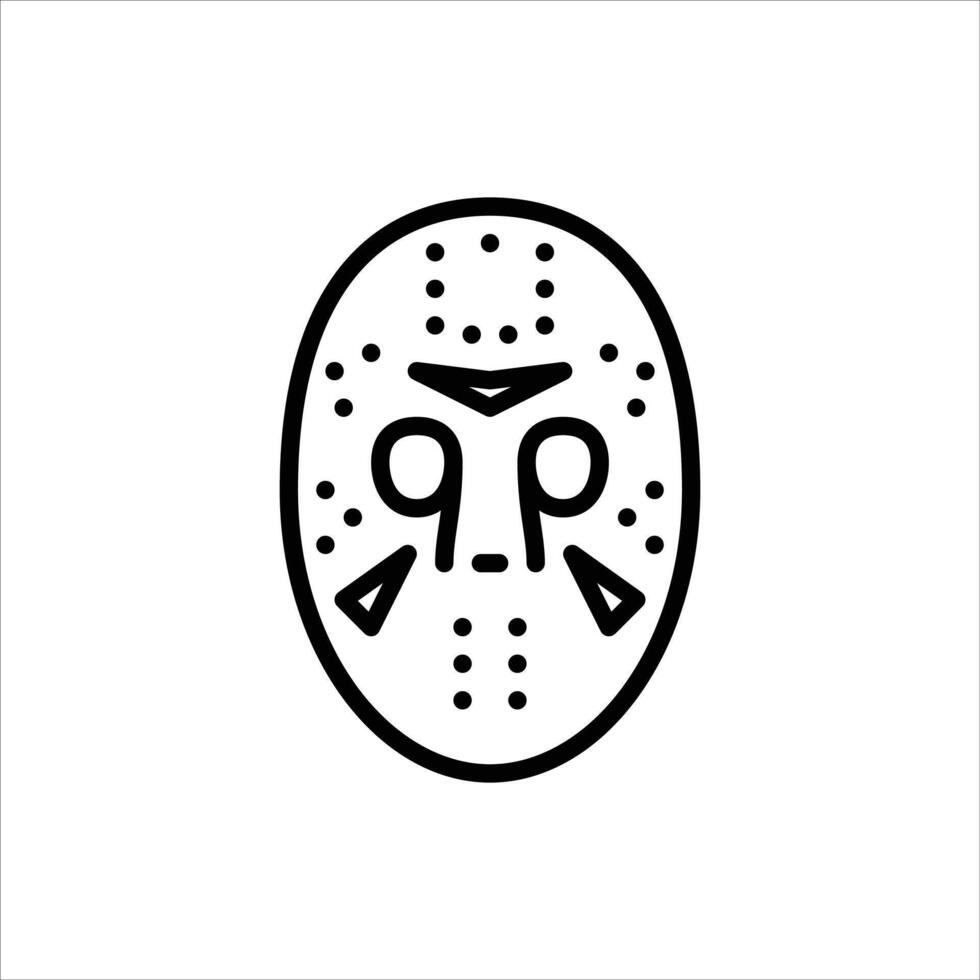 hockey mask outline icon. hockey mask black line illustration. vector