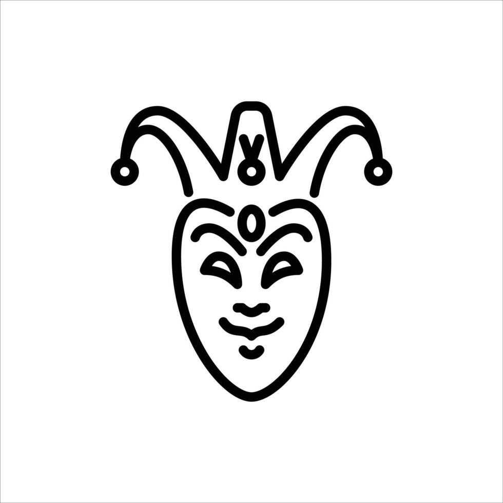 jester mask outline icon. clown mask black line illustration. vector