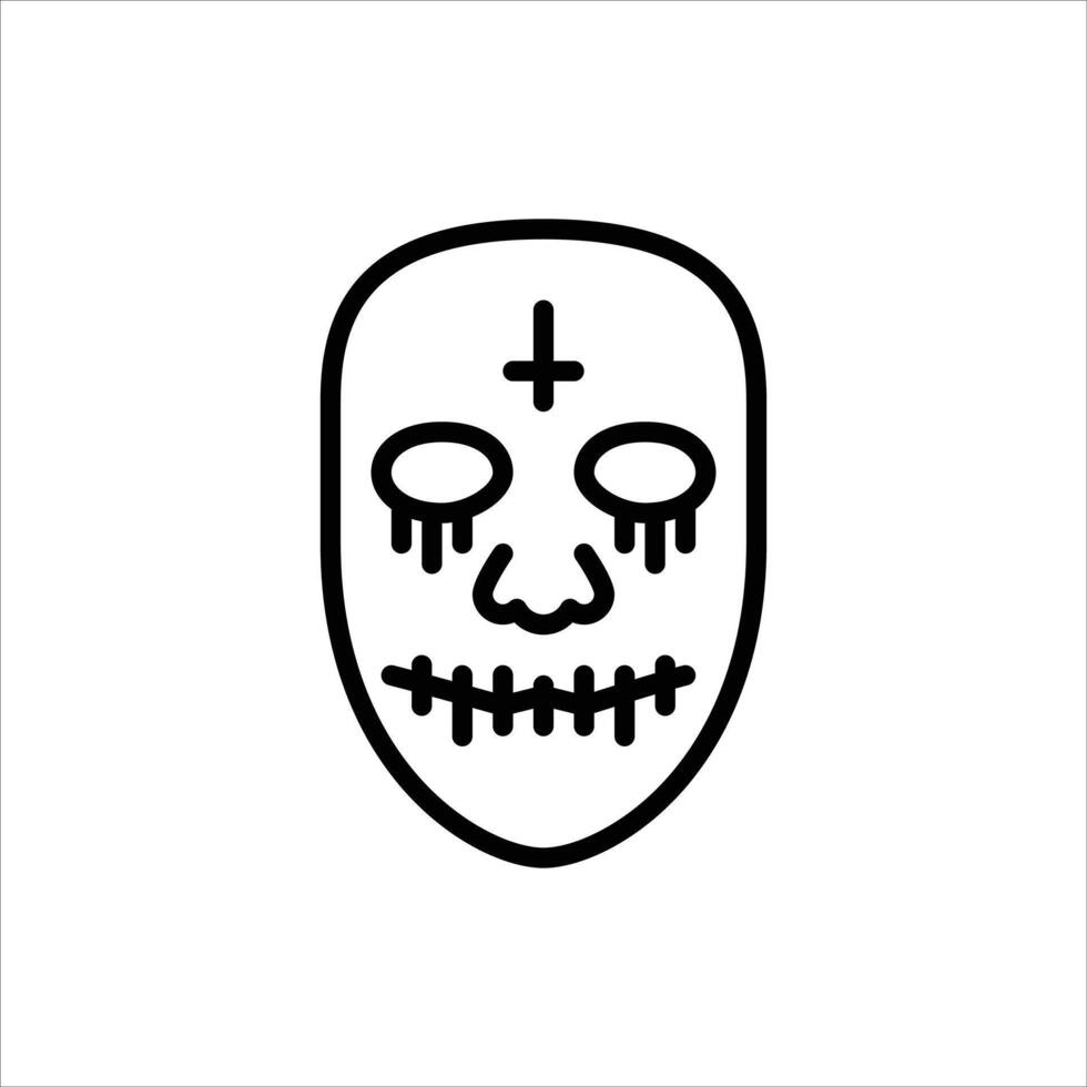 purge mask outline icon. horror mask black line illustration. vector