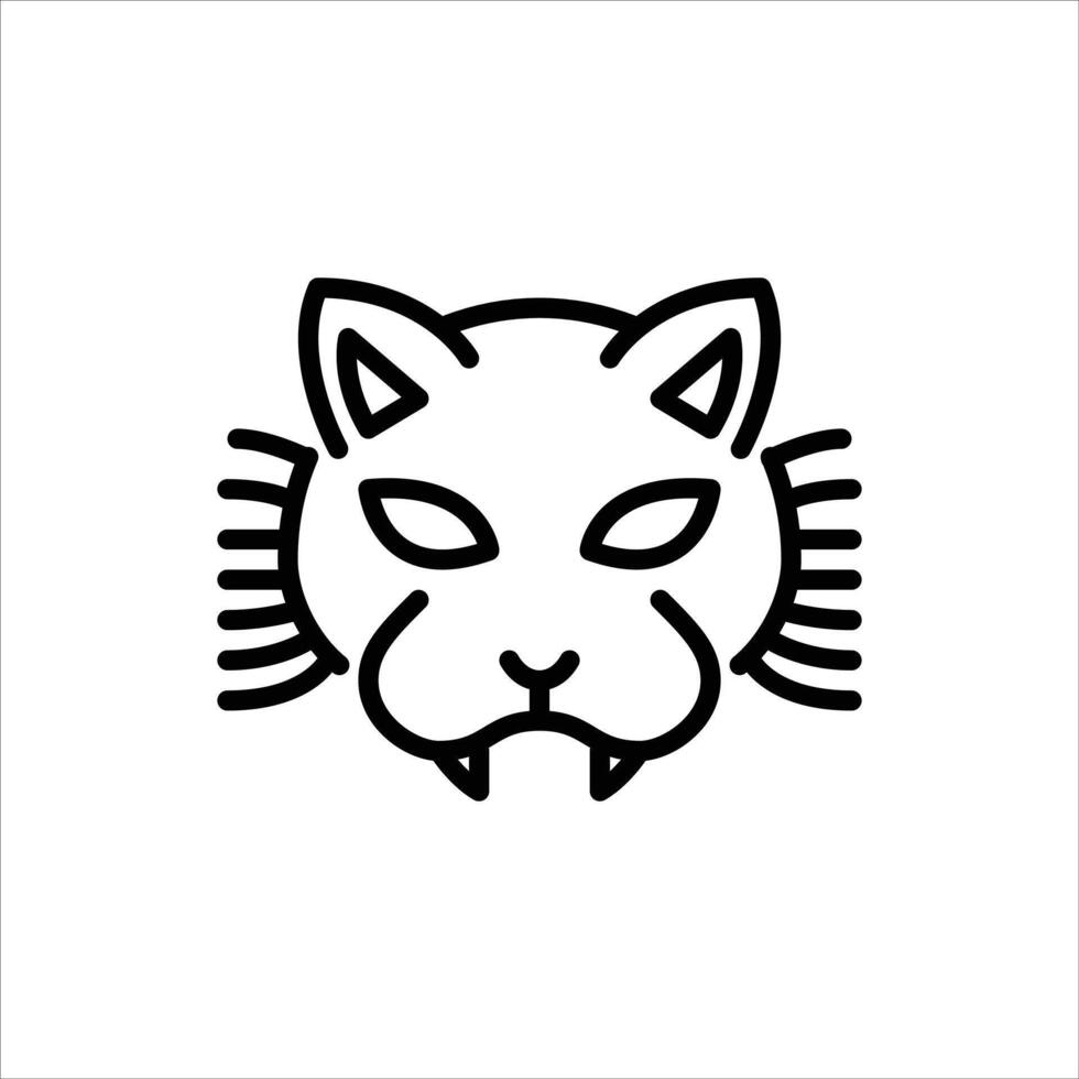 therian mask outline icon. cat mask black line illustration. vector