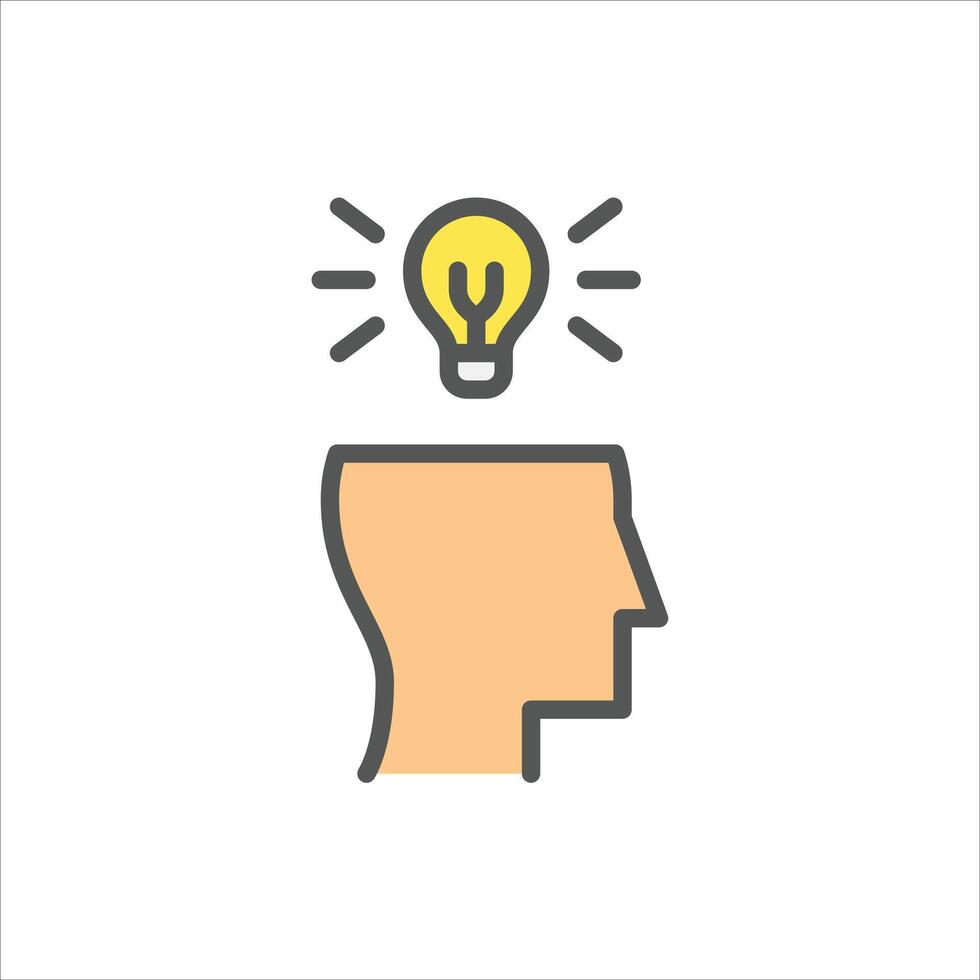 idea filled outline icon. thinking color line illustration. vector