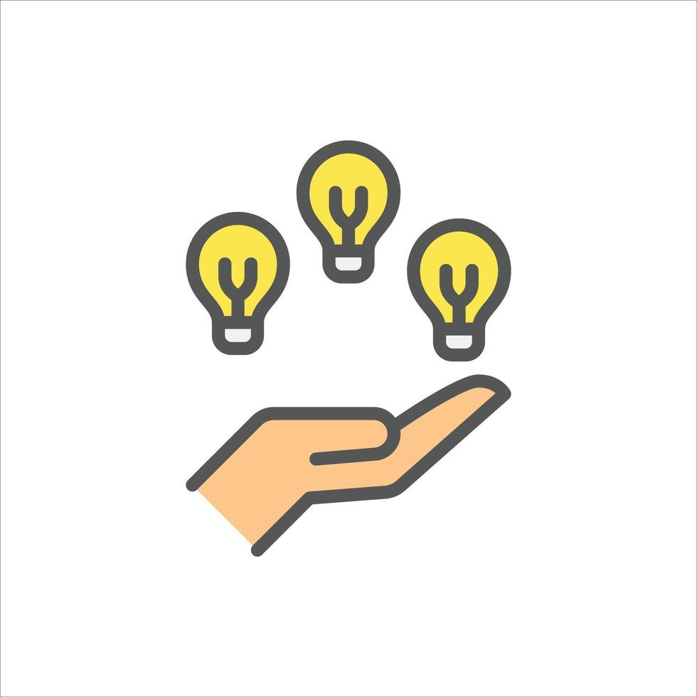 idea filled outline icon. light bulb color line illustration. vector