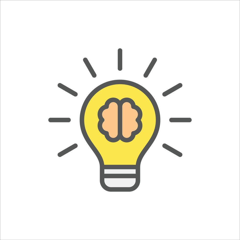 think creative filled outline icon. light bulb color line illustration. vector