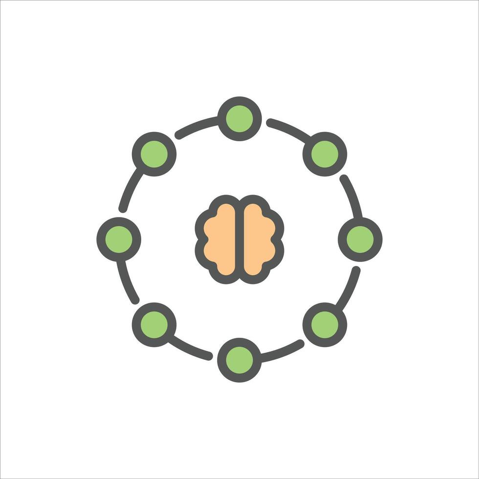 brainstorming filled outline icon. thinking color line illustration. vector