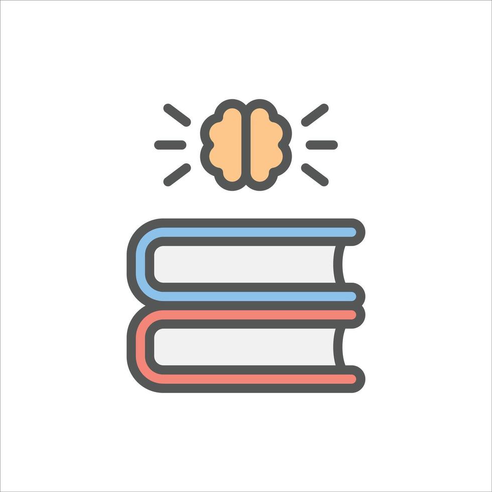 creative book filled outline icon. knowledge color line illustration. vector
