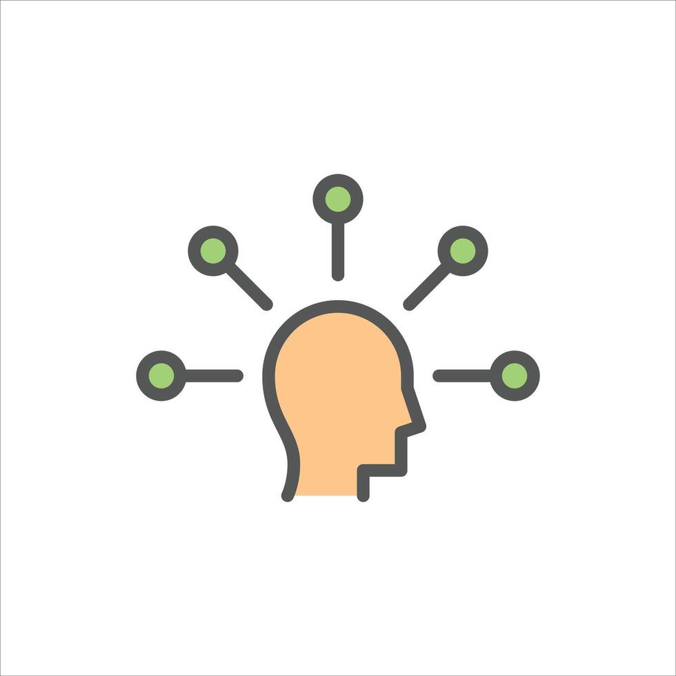 think filled outline icon. creative thinking color line illustration. vector