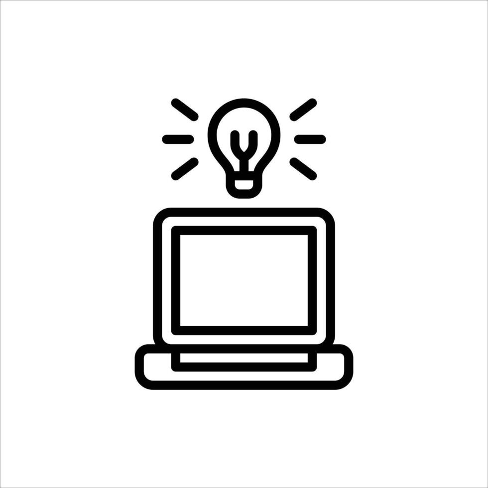 laptop outline icon. work black line illustration. vector