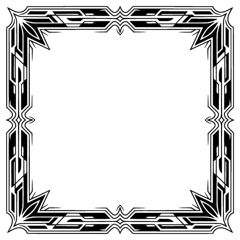 Geometric Art Deco Frame Elegant Black White Border, Isolated vector