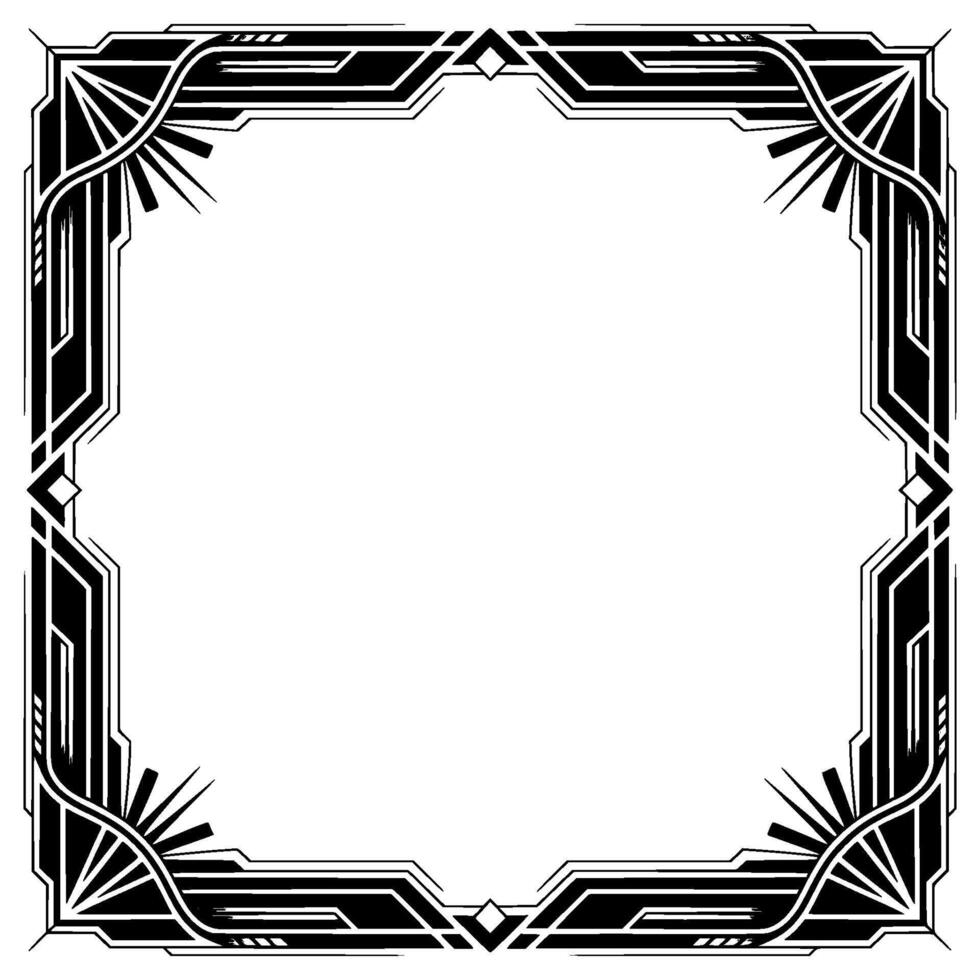 Art Deco Frame , Geometric Border With Golden Accents, Decorative Element vector