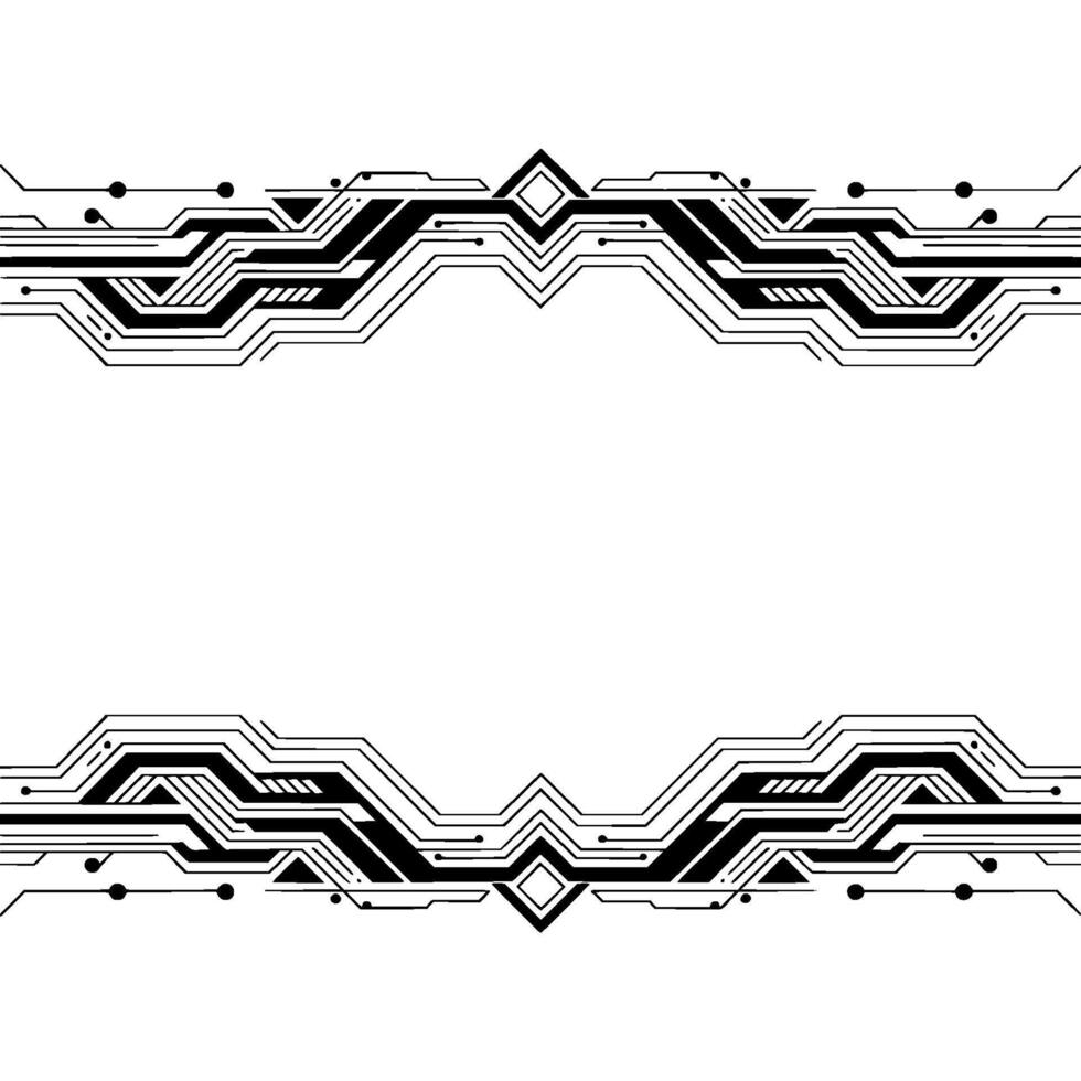 Futuristic Circuit Board Frame , Black White Technology Background vector