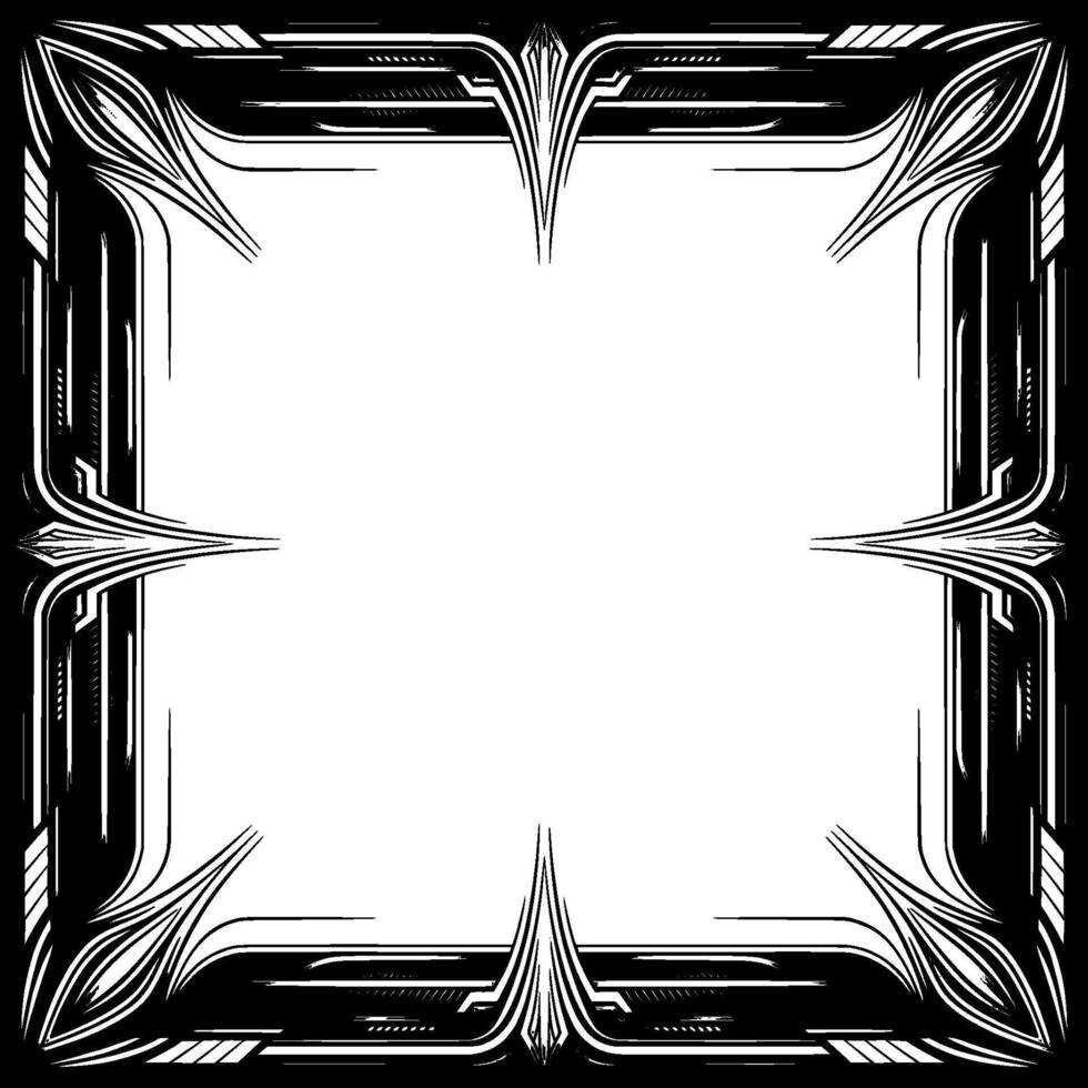 Art Deco Frame With Abstract Silver Accents on Black Background vector