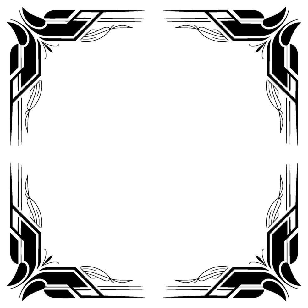 Art Deco Corner Frame Element Black and White vector