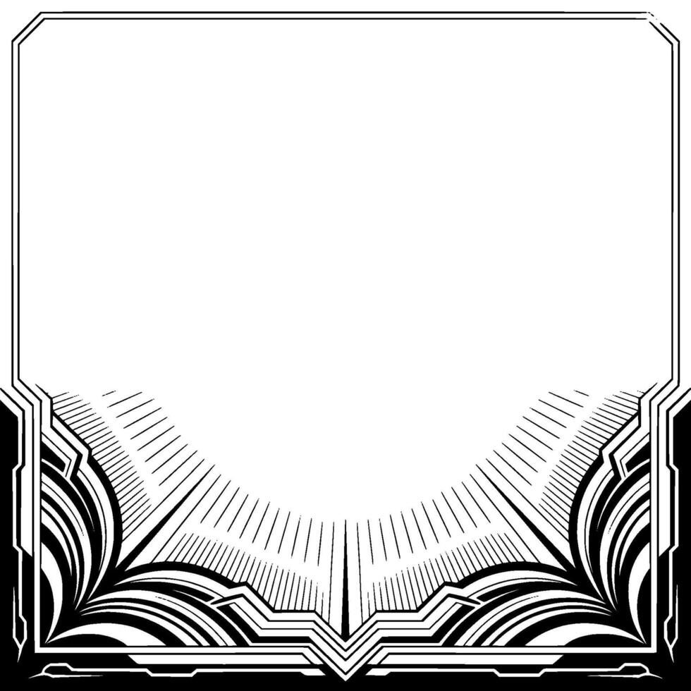 Art Deco Frame Black White Decorative Border, Blank Space vector