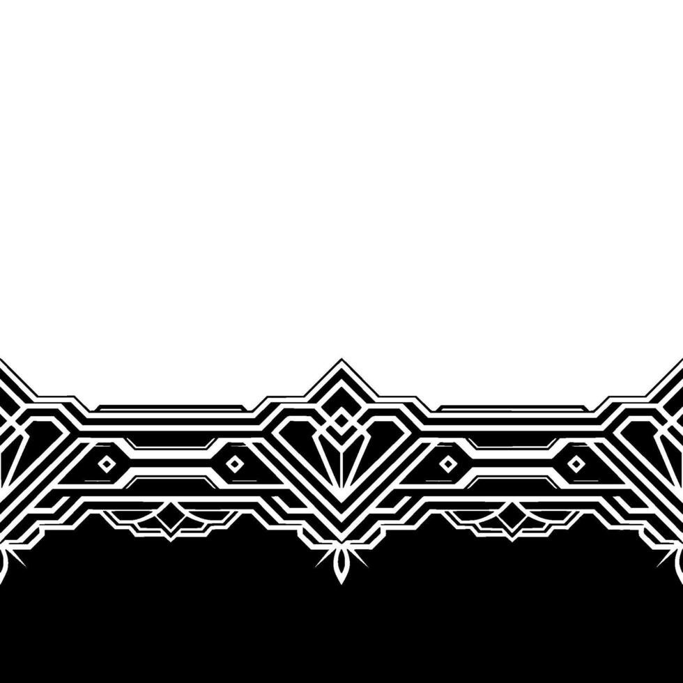 Black White Art Deco Border, Geometric Pattern, Negative Space vector