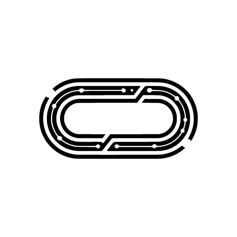 Abstract Circuit Board Oval With Glowing Dots, Tech Concept vector