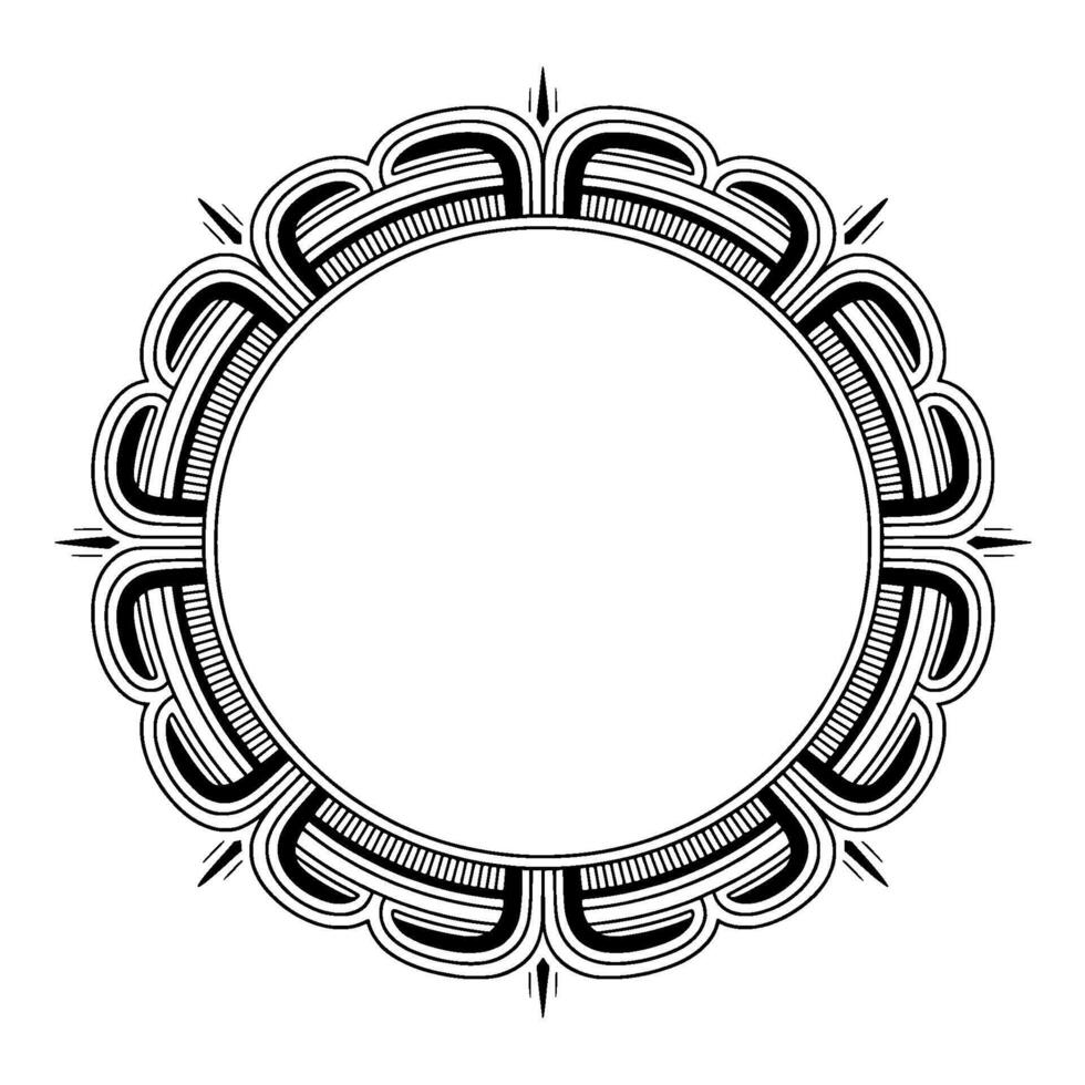 Decorative Circular Frame in Black and White, Elegant vector
