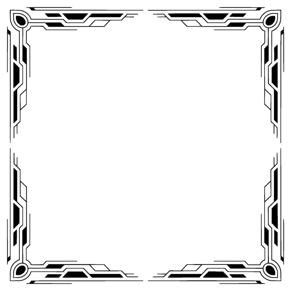 Geometric Frame Futuristic Border in Black White vector