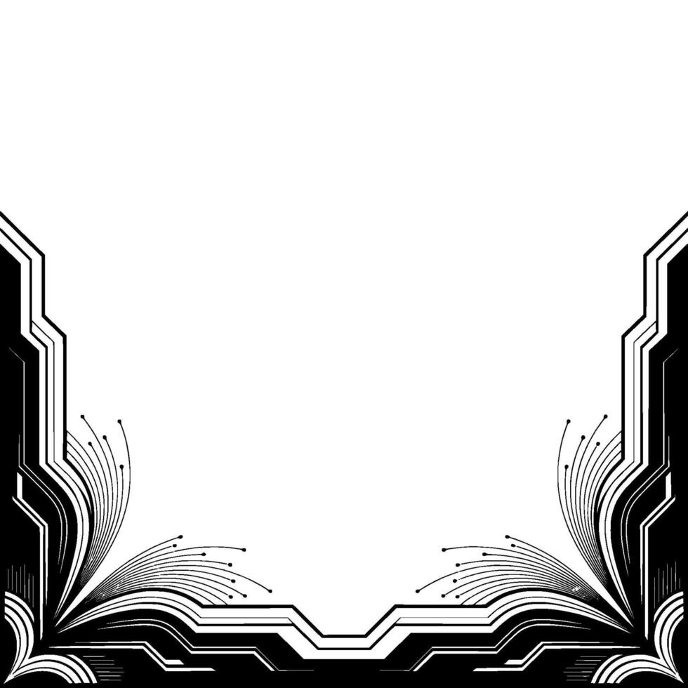 Futuristic Border Black White Geometric Frame vector