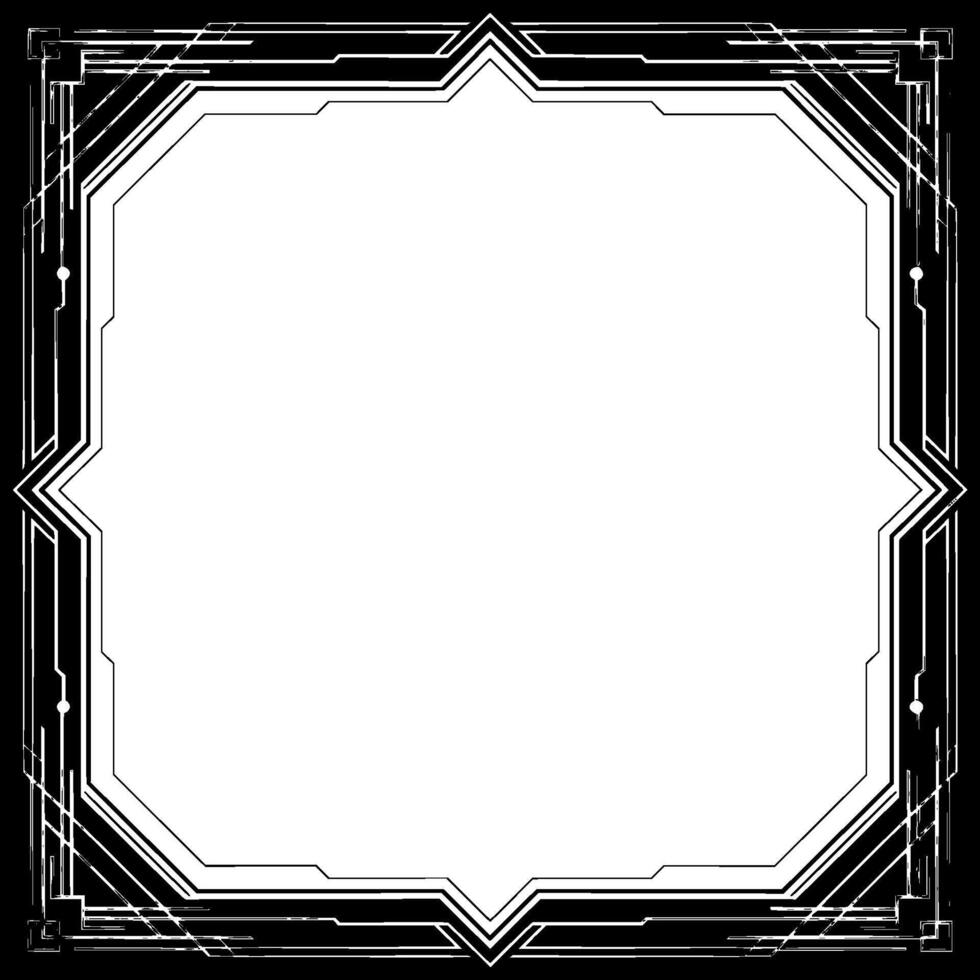 Elegant Art Deco Frame, Black Silver, Blank Interior for Invitations vector