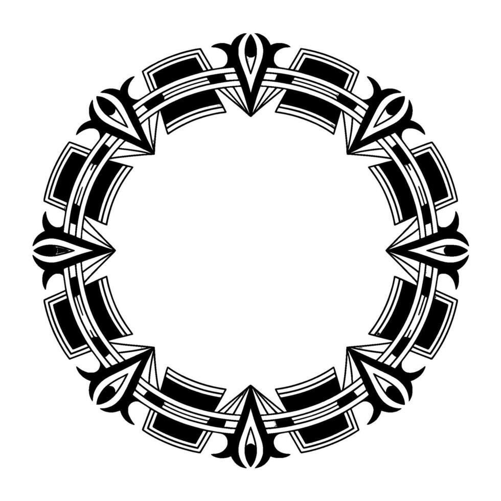 Geometric Circular Art Deco Frame in Black, Gray White vector