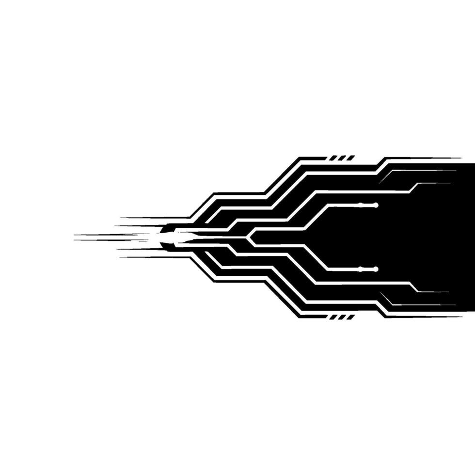 Abstract Tech Circuitry Black and White Data Flow vector