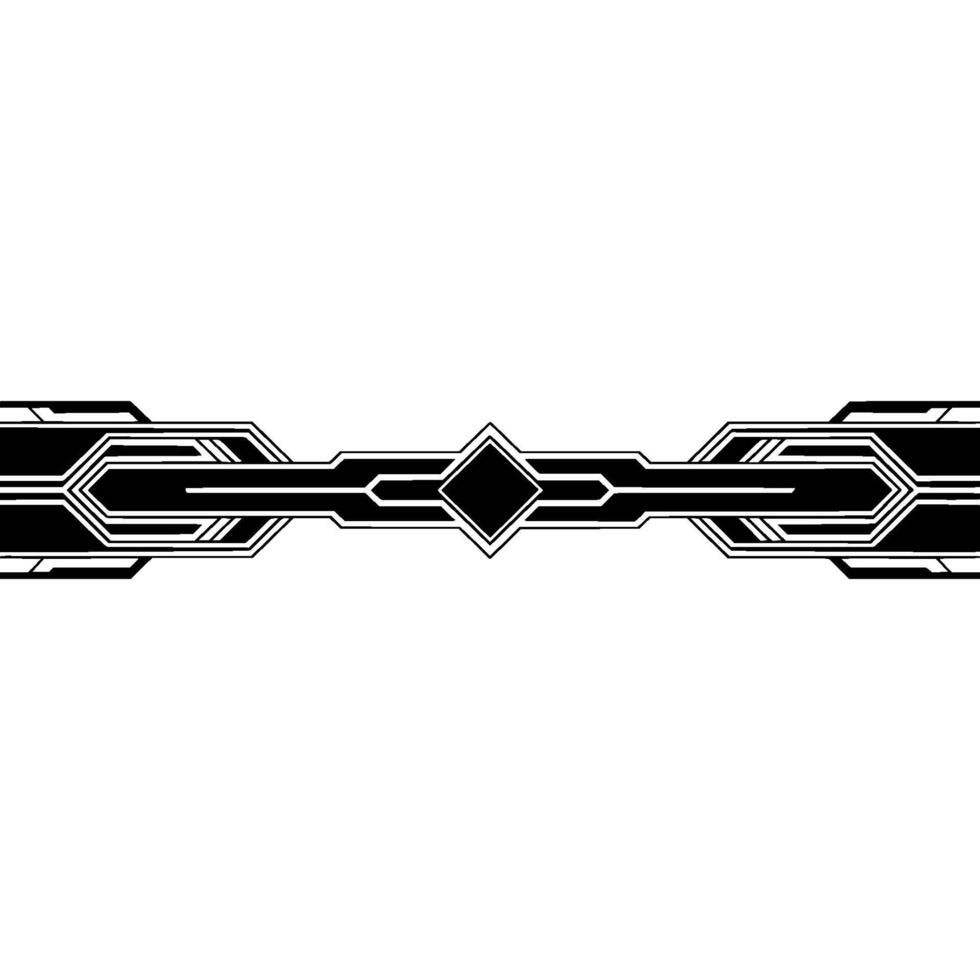 Futuristic Tech Ornament, Black White, Clean Element vector