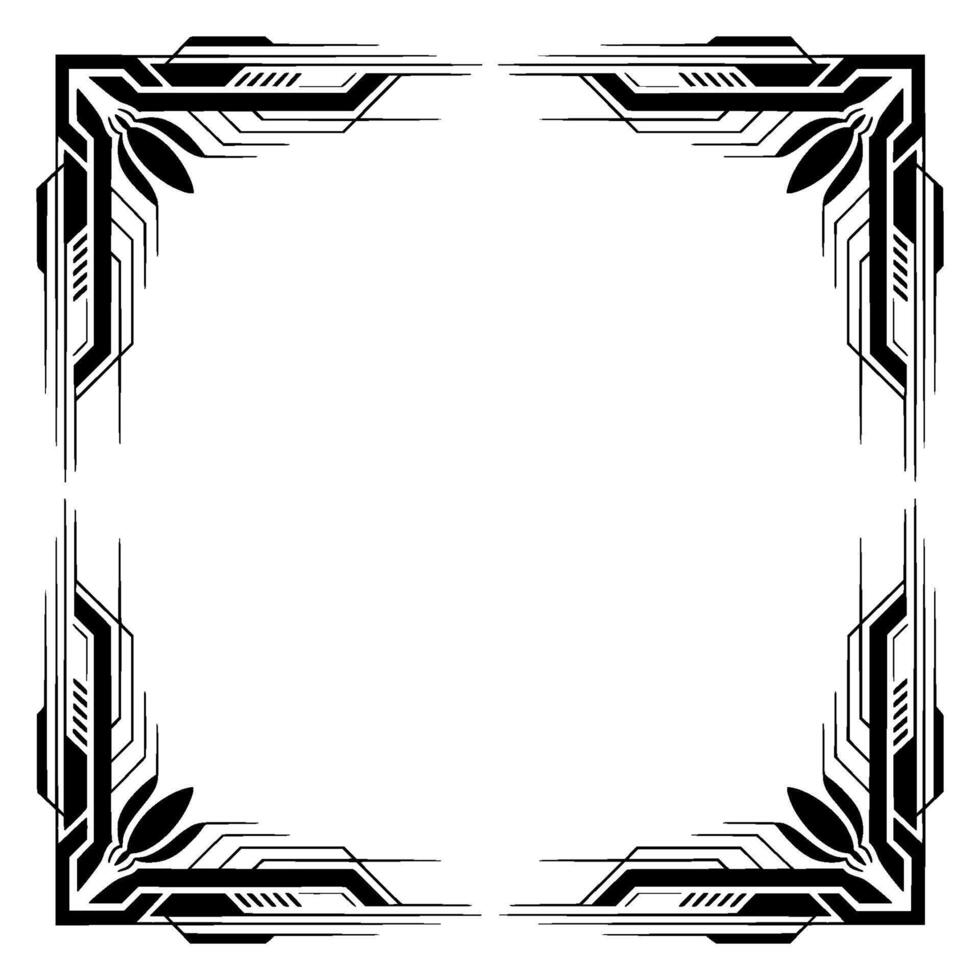 Art Deco Frame Geometric , Decorative Border, Black White vector