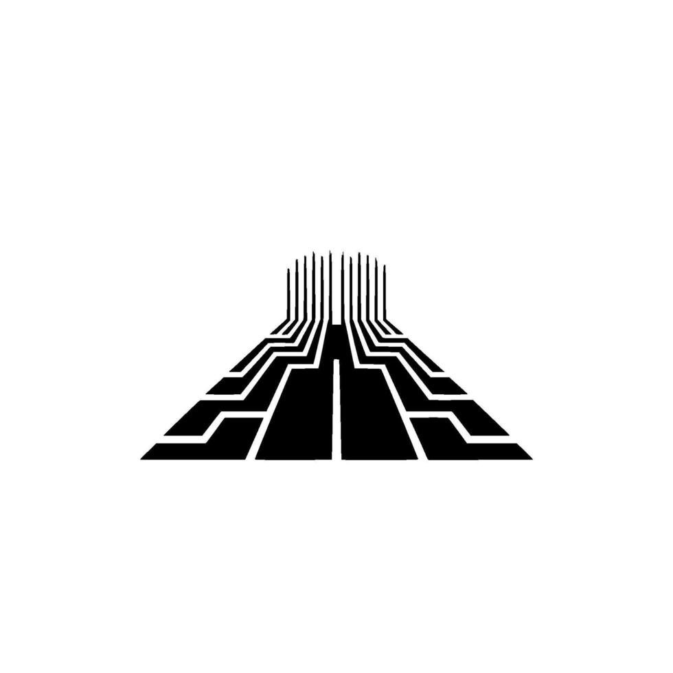 Abstract Circuitry Perspective in Black and White vector