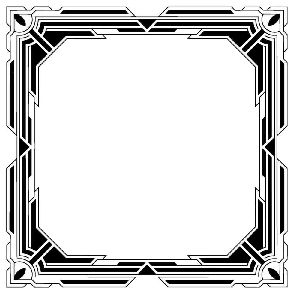 Art Deco Frame, Black and White Geometric , Invitation Border vector