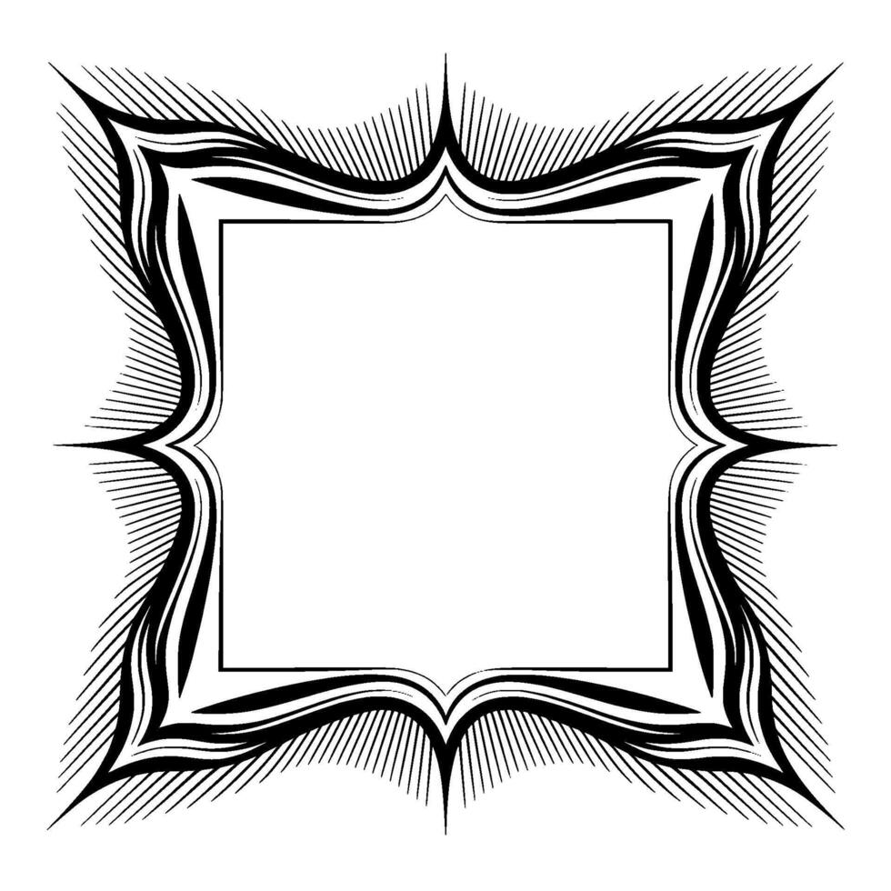 Elegant Ornate Frame in Black White, Abstract Geometric vector