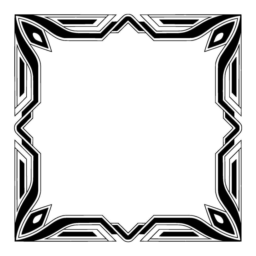 Geometric Art Deco Frame Black and White Elegant vector