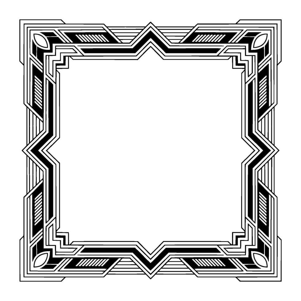 Art Deco Border Frame, Geometric Black White vector