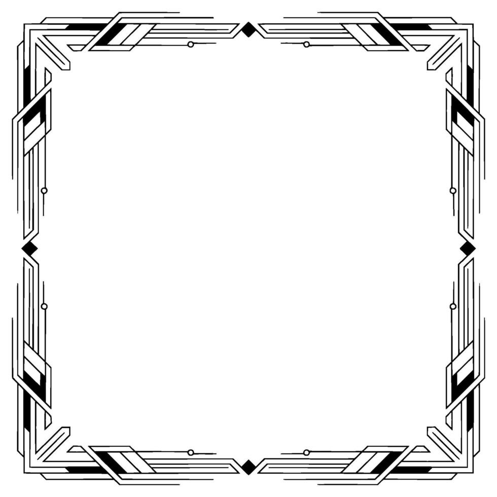 Art Deco Frame in Black and White, Geometric Border, Elegant vector
